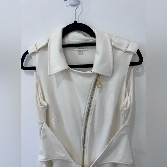 Calvin Klein Women's Cream Zip-Front Dress - Size 14 - Picture 13 of 15